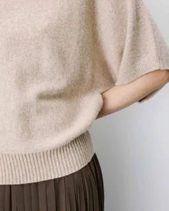 Pull oversize manches kimono 3/4 beige Almus