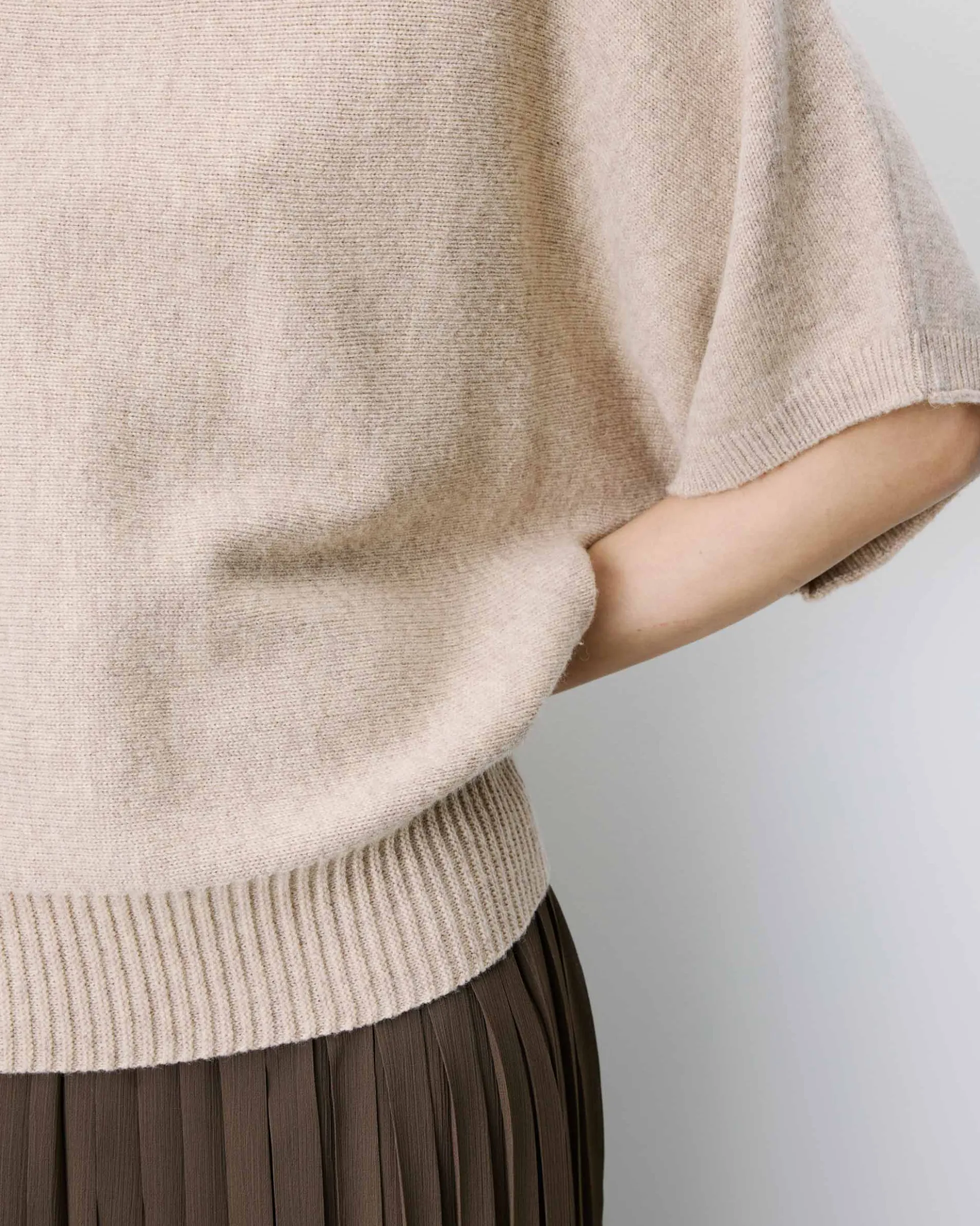 Pull oversize manches kimono 3/4 beige Almus