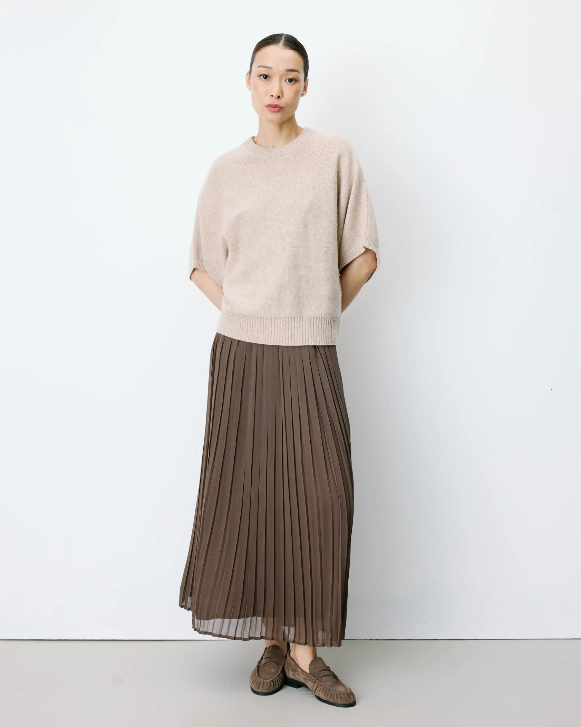 Pull oversize manches kimono 3/4 beige Almus