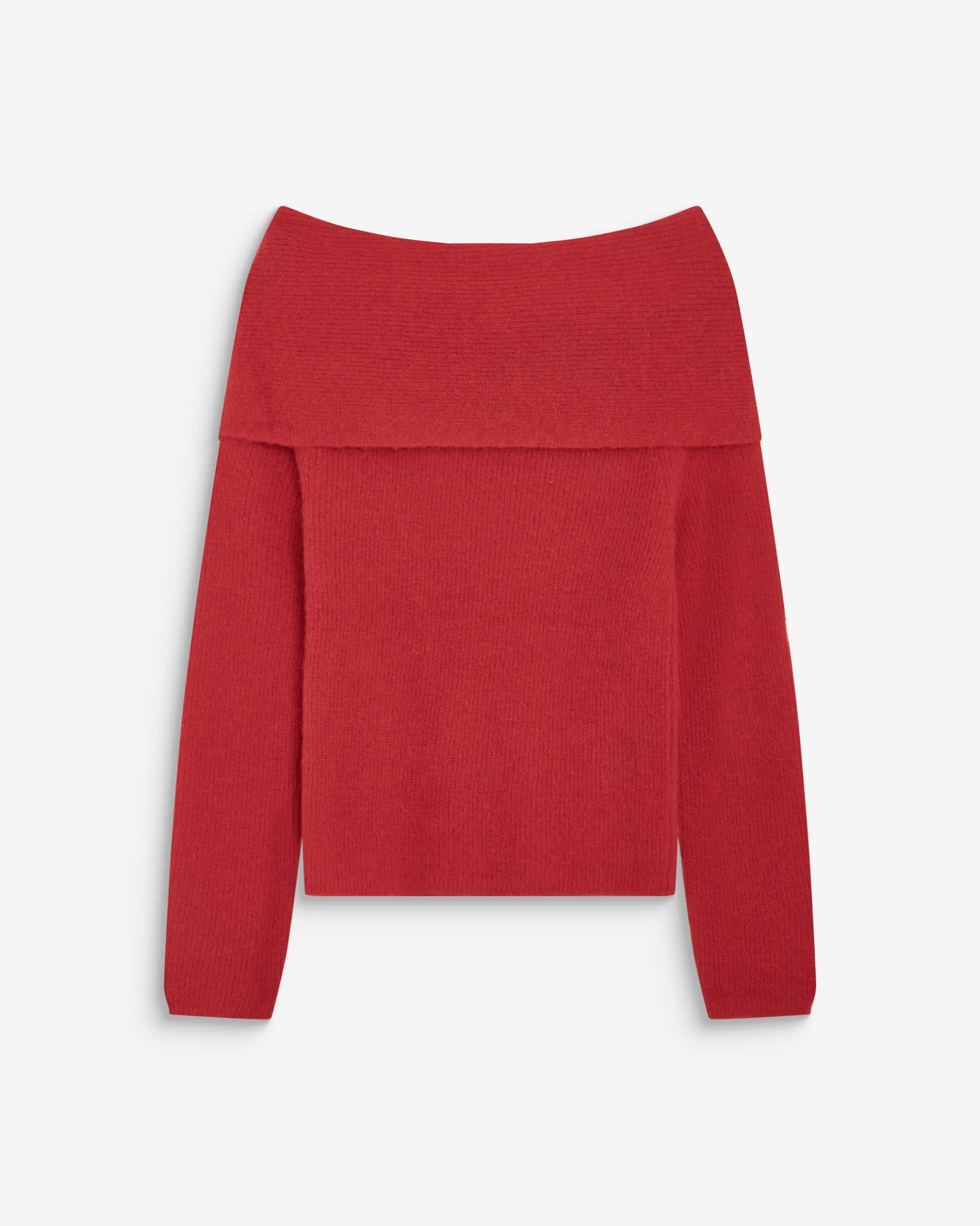 Pull à épaules dénudées manches longues rouge Bisou