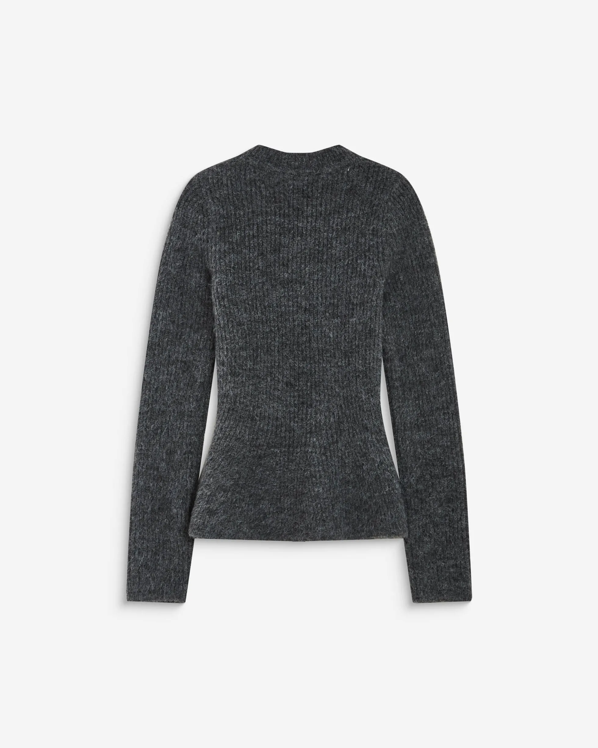 Pull peplum en maille côtelée col cheminée anthracite Alvar