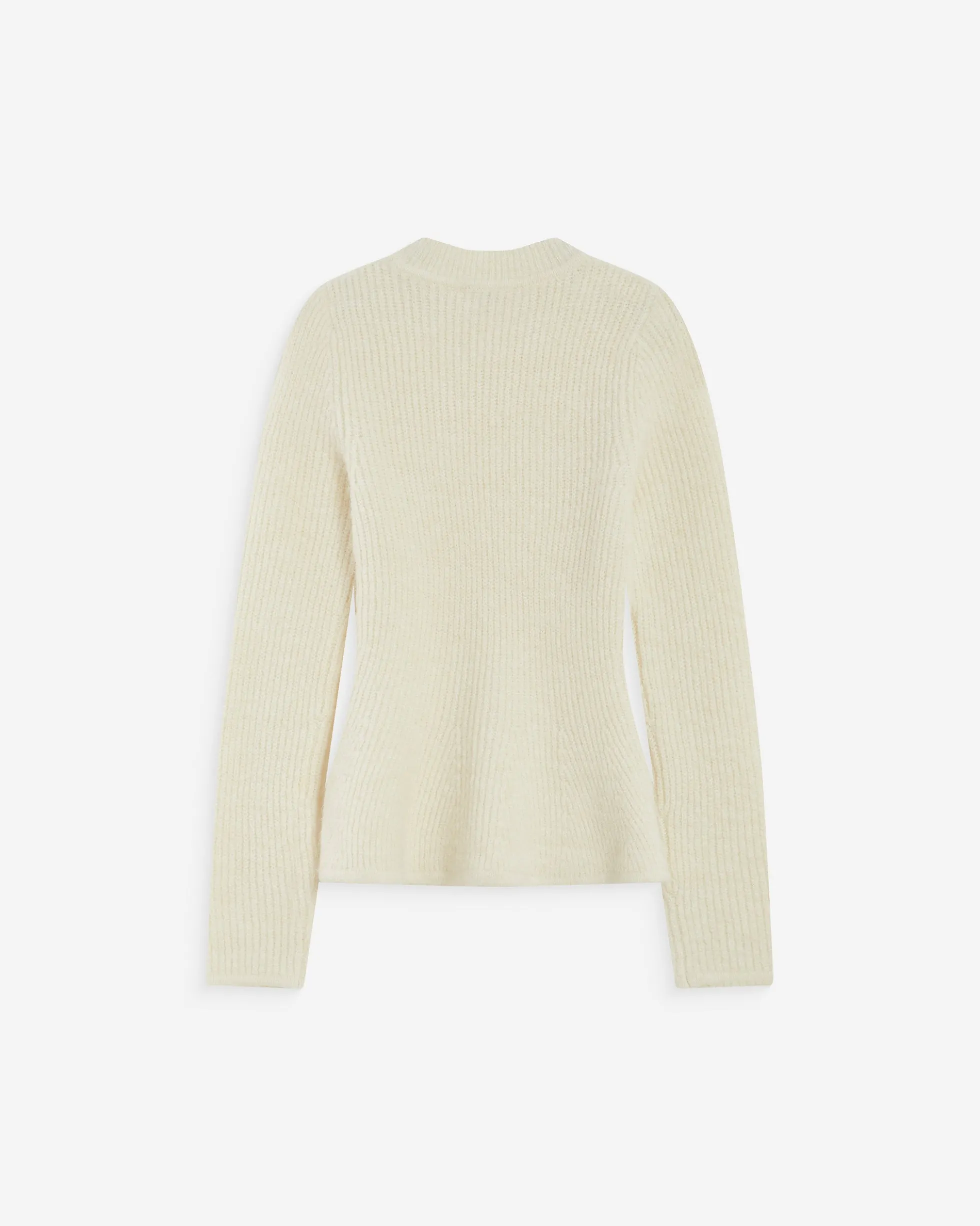 Pull peplum en maille côtelée col cheminée ecru Alvar