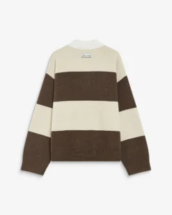 Pull polo ample à larges rayures sable Astre