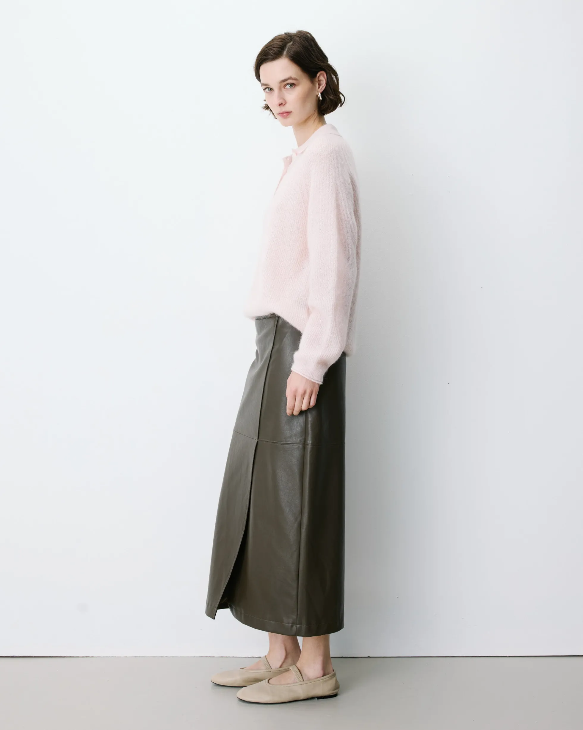Pull polo en maille texturée boutonné nude Alevan