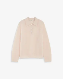 Pull polo en maille texturée boutonné nude Alevan