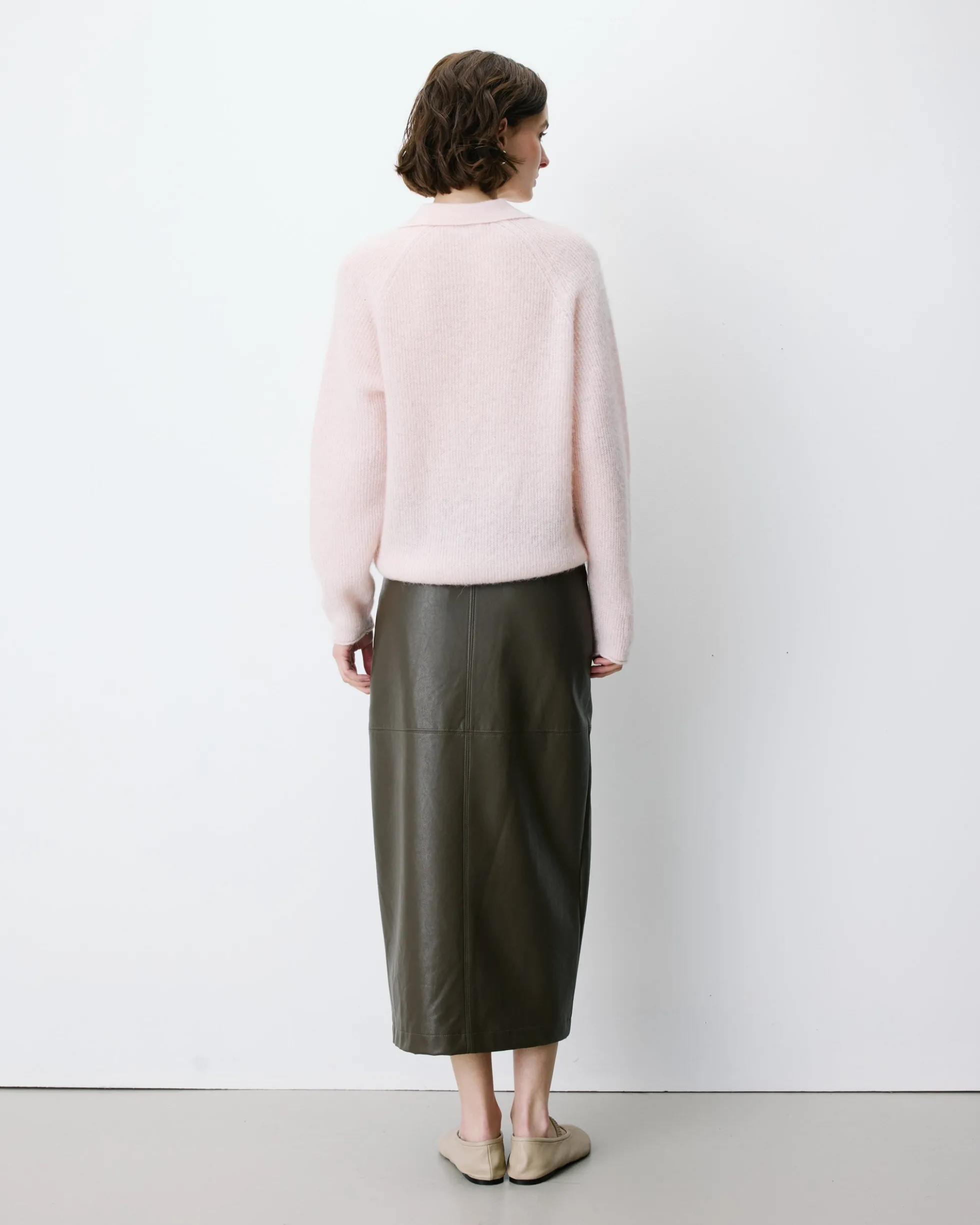 Pull polo en maille texturée boutonné nude Alevan