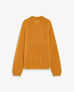 Pull polo en maille texturée boutonné ocre Alevan