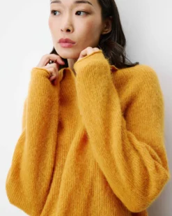 Pull polo en maille texturée boutonné ocre Alevan