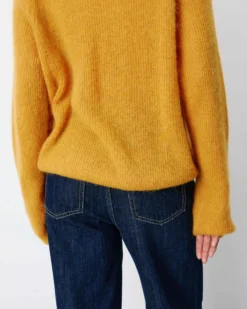 Pull polo en maille texturée boutonné ocre Alevan