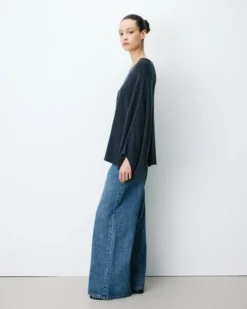 Pull poncho col bateau manches larges anthracite Adela