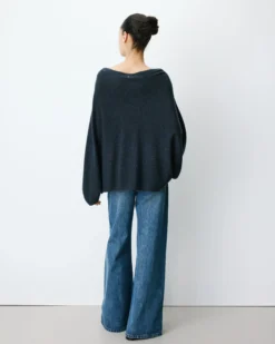 Pull poncho col bateau manches larges anthracite Adela
