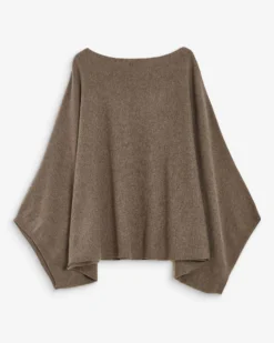 Pull poncho col bateau manches larges taupe Adela