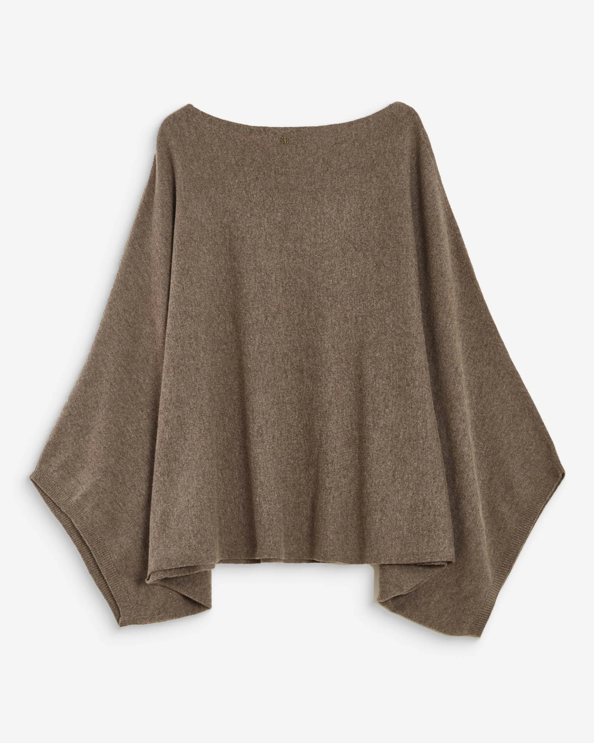Pull poncho col bateau manches larges taupe Adela