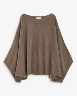 Pull poncho col bateau manches larges taupe Adela