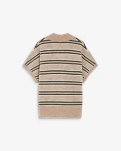 Pull rayé oversize col polo beige Aizen