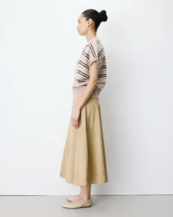 Pull rayé oversize col polo beige Aizen