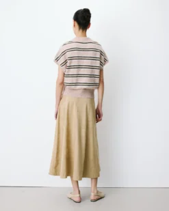 Pull rayé oversize col polo beige Aizen