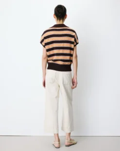 Pull rayé oversize col polo chocolat Aizen