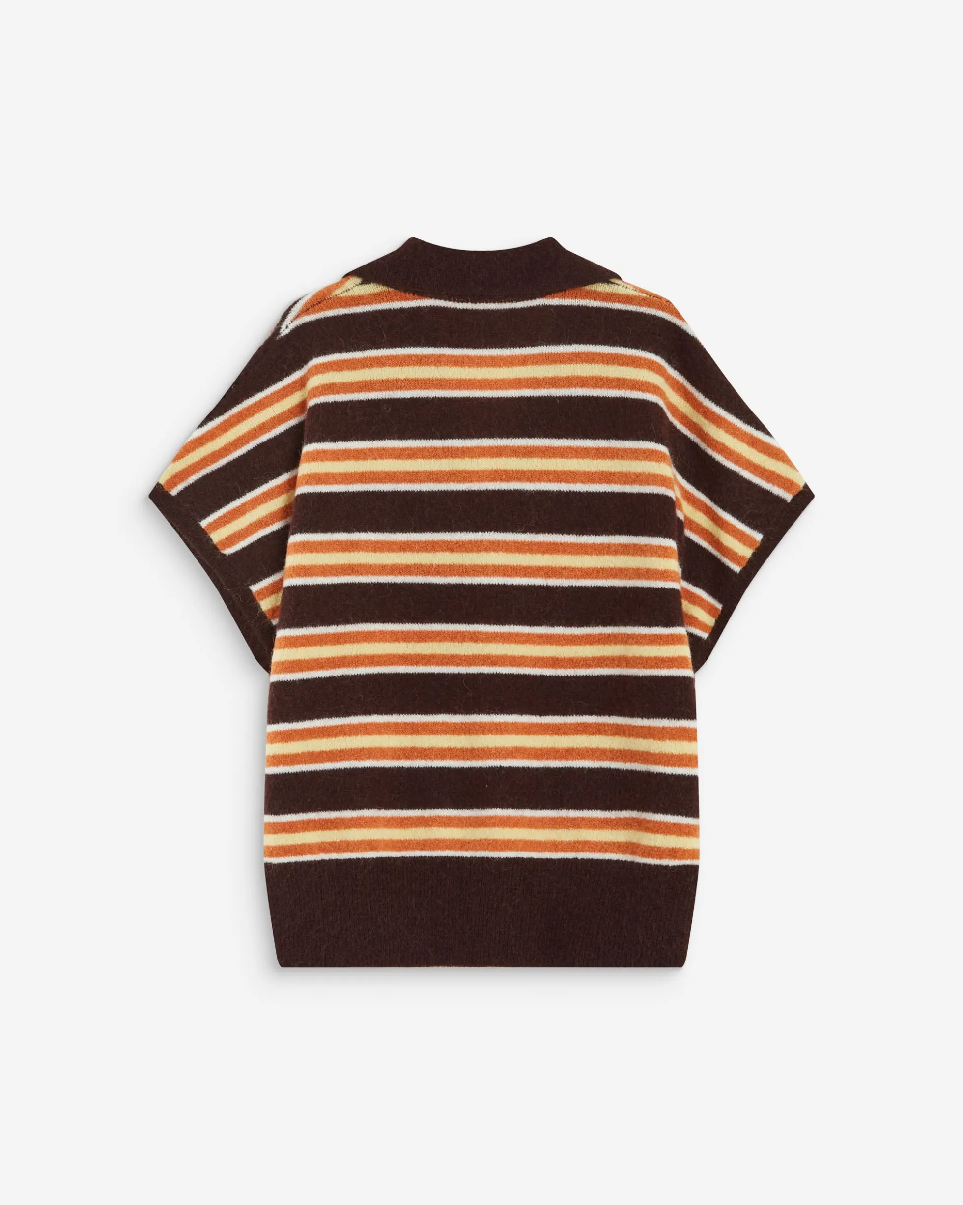 Pull rayé oversize col polo chocolat Aizen