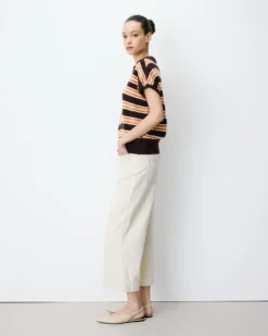 Pull rayé oversize col polo chocolat Aizen