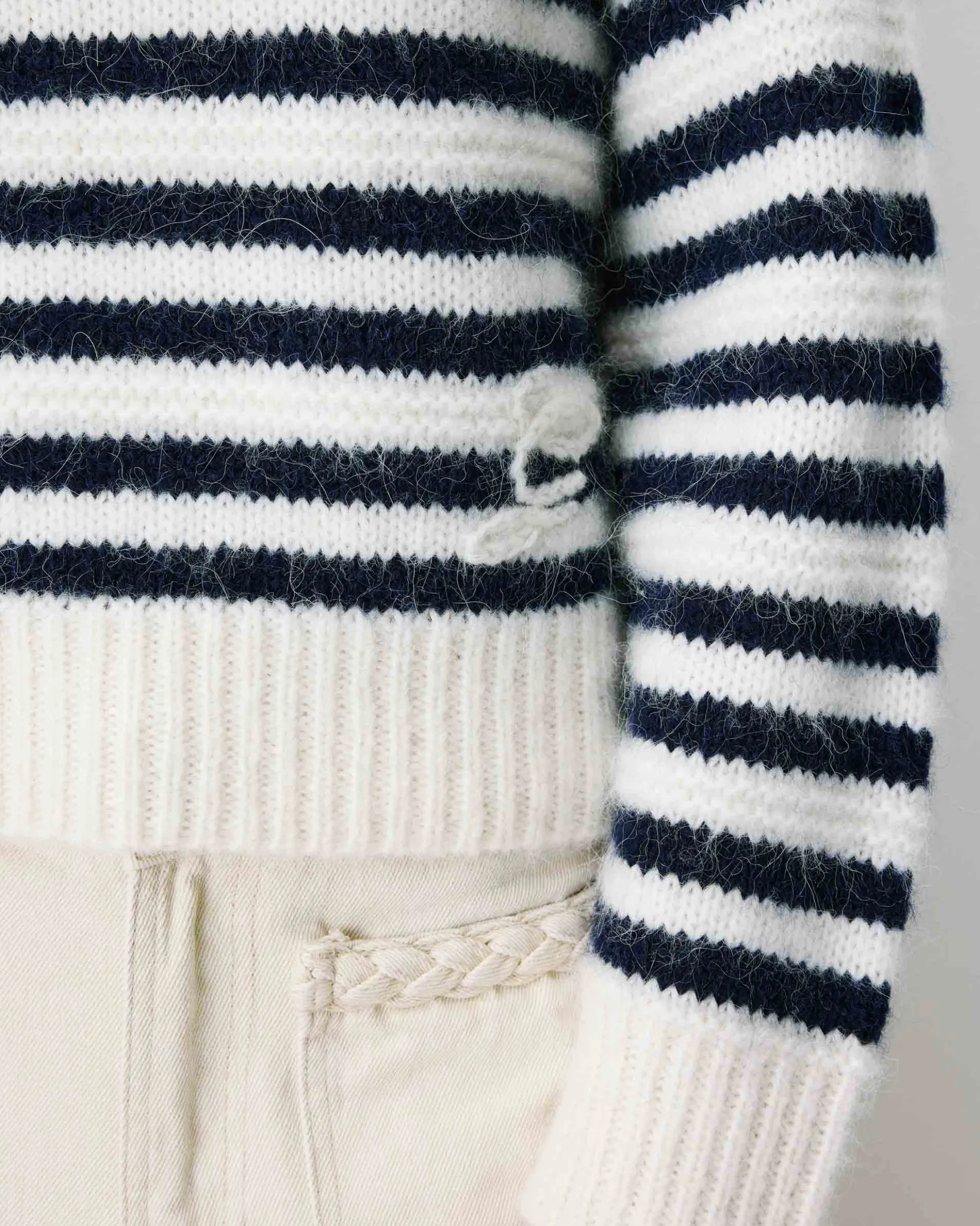 Pull à rayures en alpaga et laine mélangée marine Aimond
