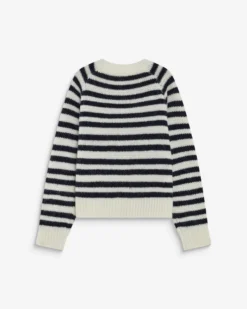 Pull à rayures en alpaga et laine mélangée marine Aimond