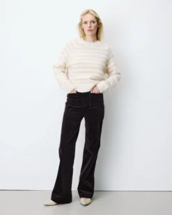 Pull à rayures en alpaga et laine mélangée beige Aimond