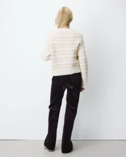Pull à rayures en alpaga et laine mélangée beige Aimond
