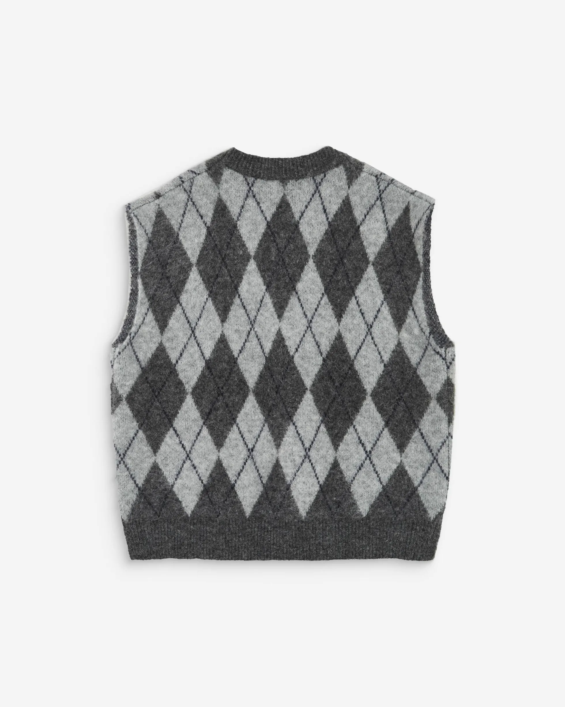 Pull sans manches en maille à losanges anthracite Arelio