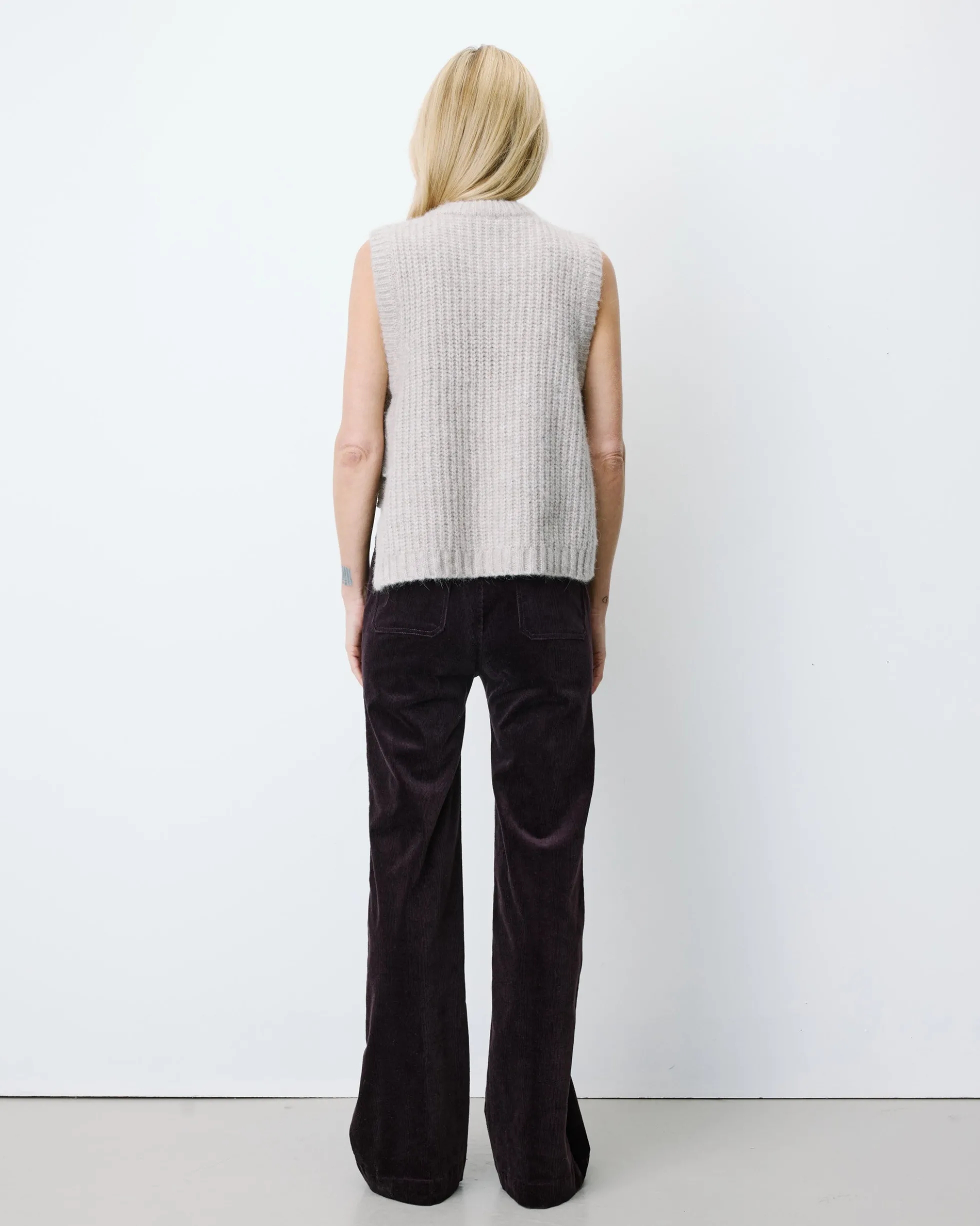 Pull sans manches en maille à nouer grege Argan