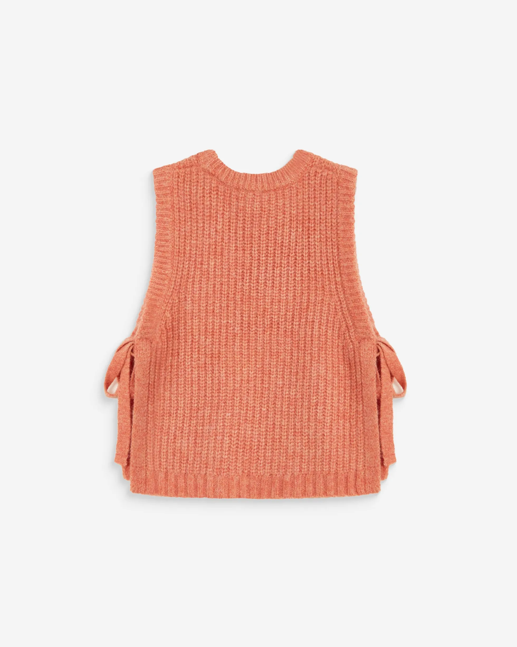 Pull sans manches en maille à nouer peche Argan
