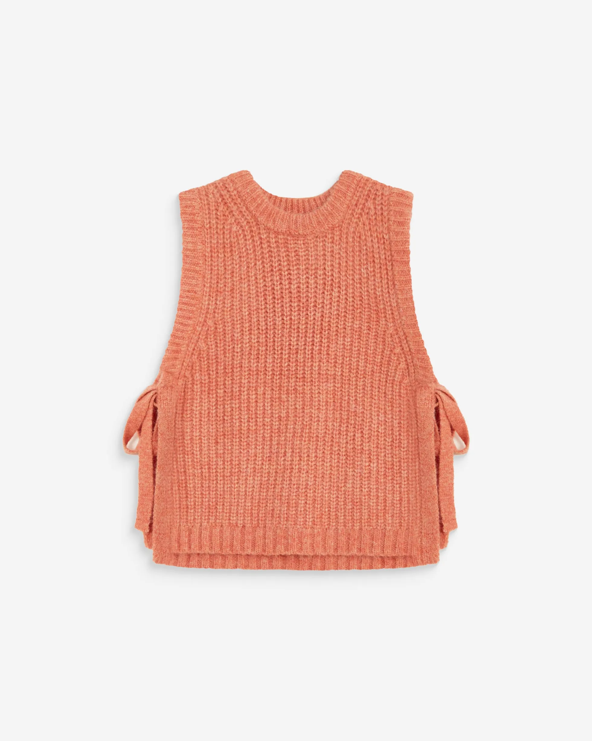 Pull sans manches en maille à nouer peche Argan