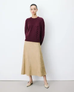 Pull torsadé ample col rond aubergine Amparo