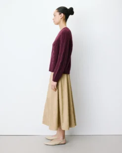 Pull torsadé ample col rond aubergine Amparo