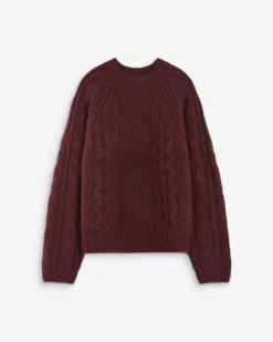 Pull torsadé ample col rond aubergine Amparo
