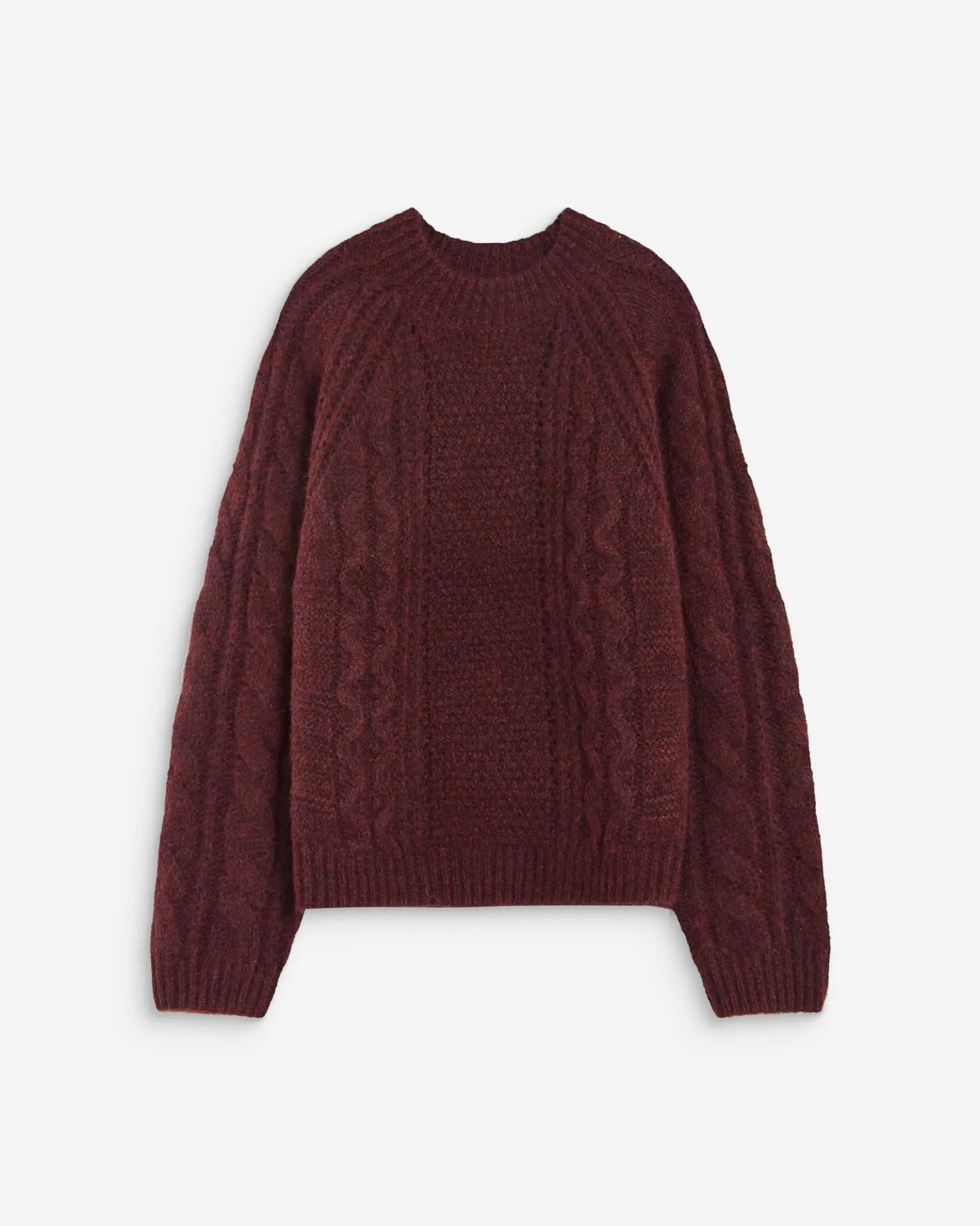 Pull torsadé ample col rond aubergine Amparo