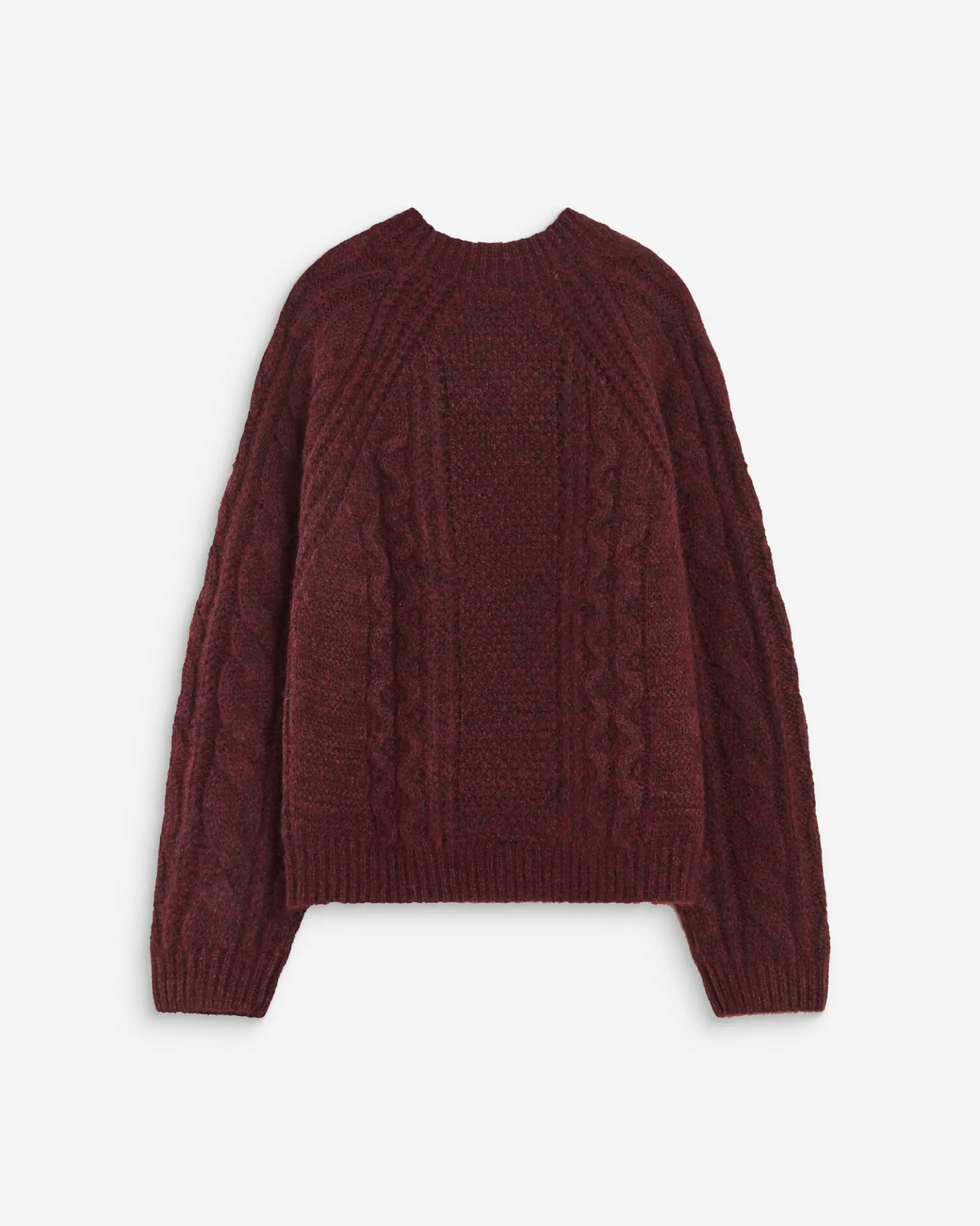 Pull torsadé ample col rond aubergine Amparo