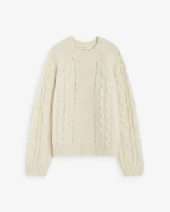 Pull torsadé ample col rond ecru Amparo
