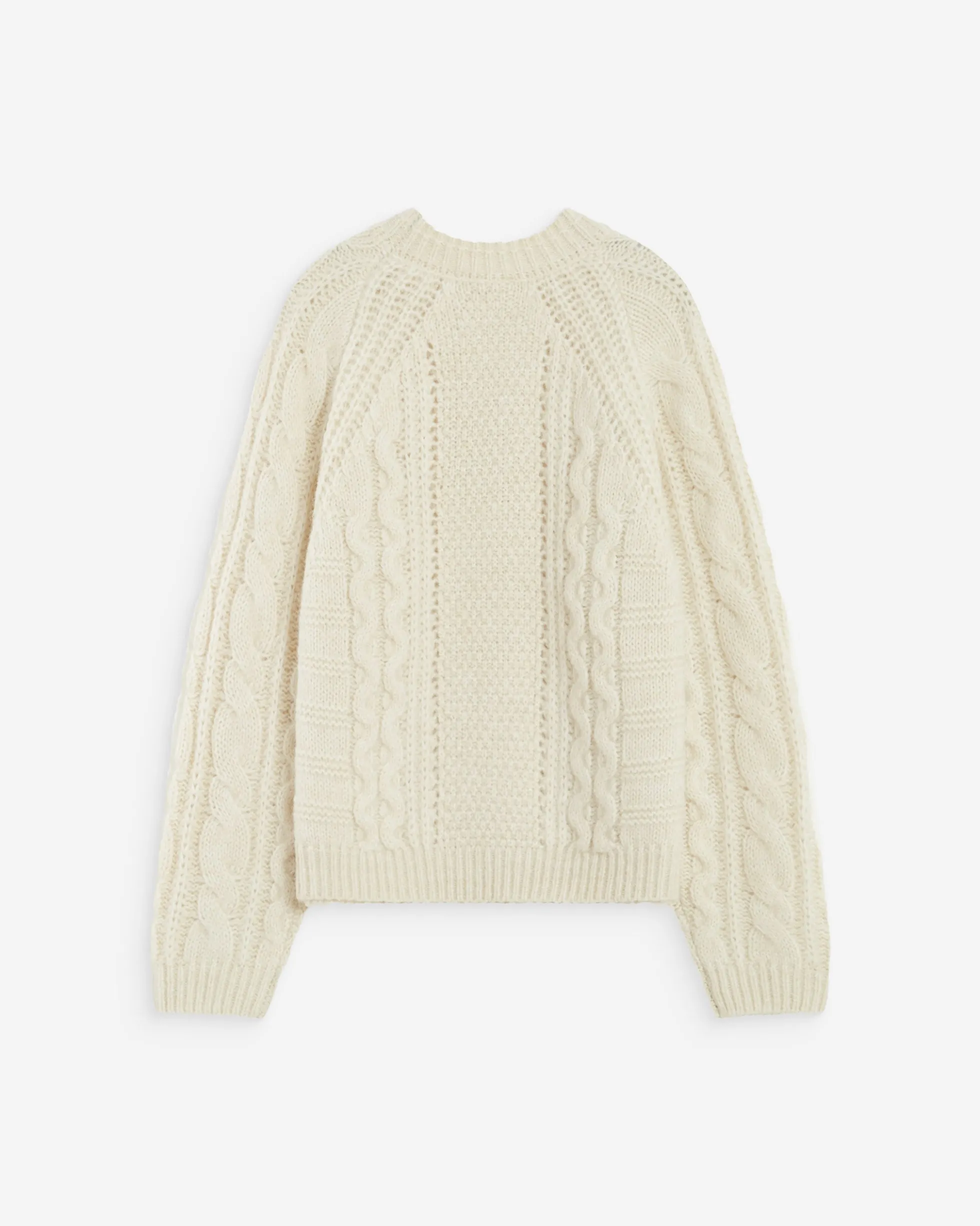 Pull torsadé ample col rond ecru Amparo