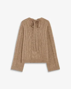 Pull torsadé à nouer au dos beige Arcelin