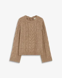 Pull torsadé à nouer au dos beige Arcelin