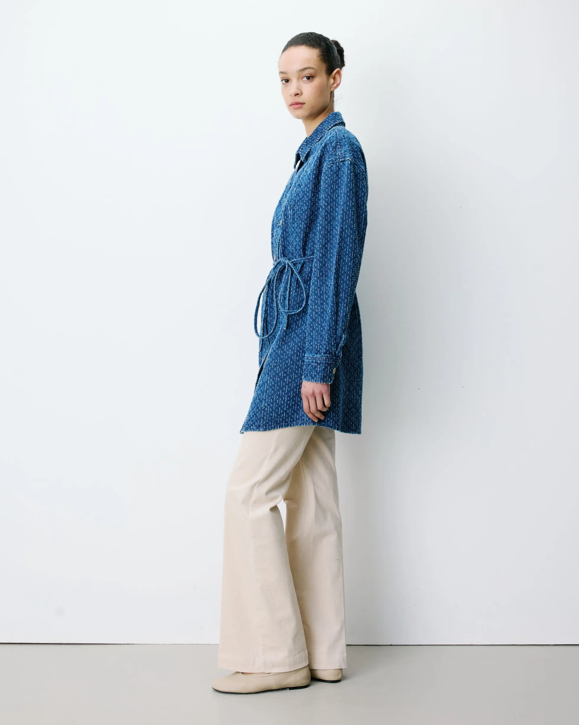 Robe chemise courte en denim à motif mediumblue Alizee