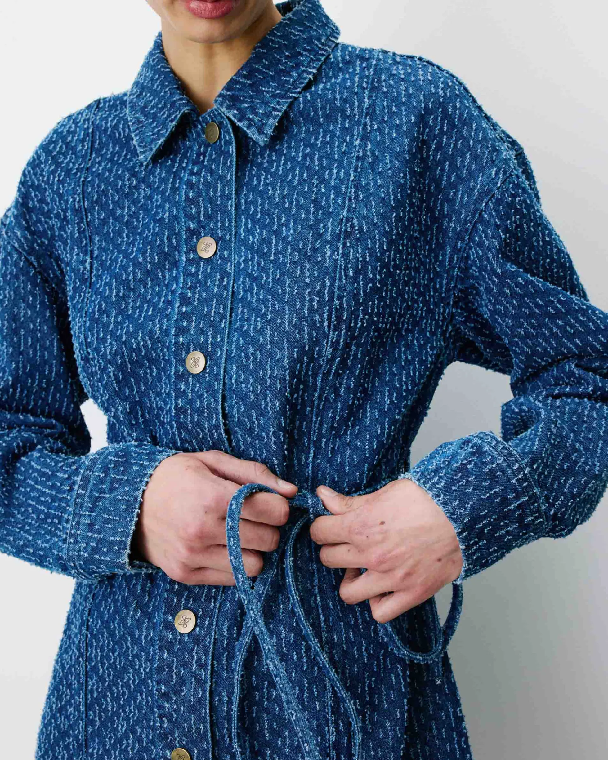 Robe chemise courte en denim à motif mediumblue Alizee