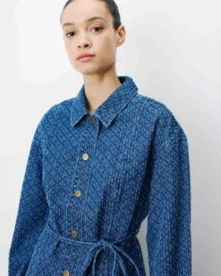 Robe chemise courte en denim à motif mediumblue Alizee