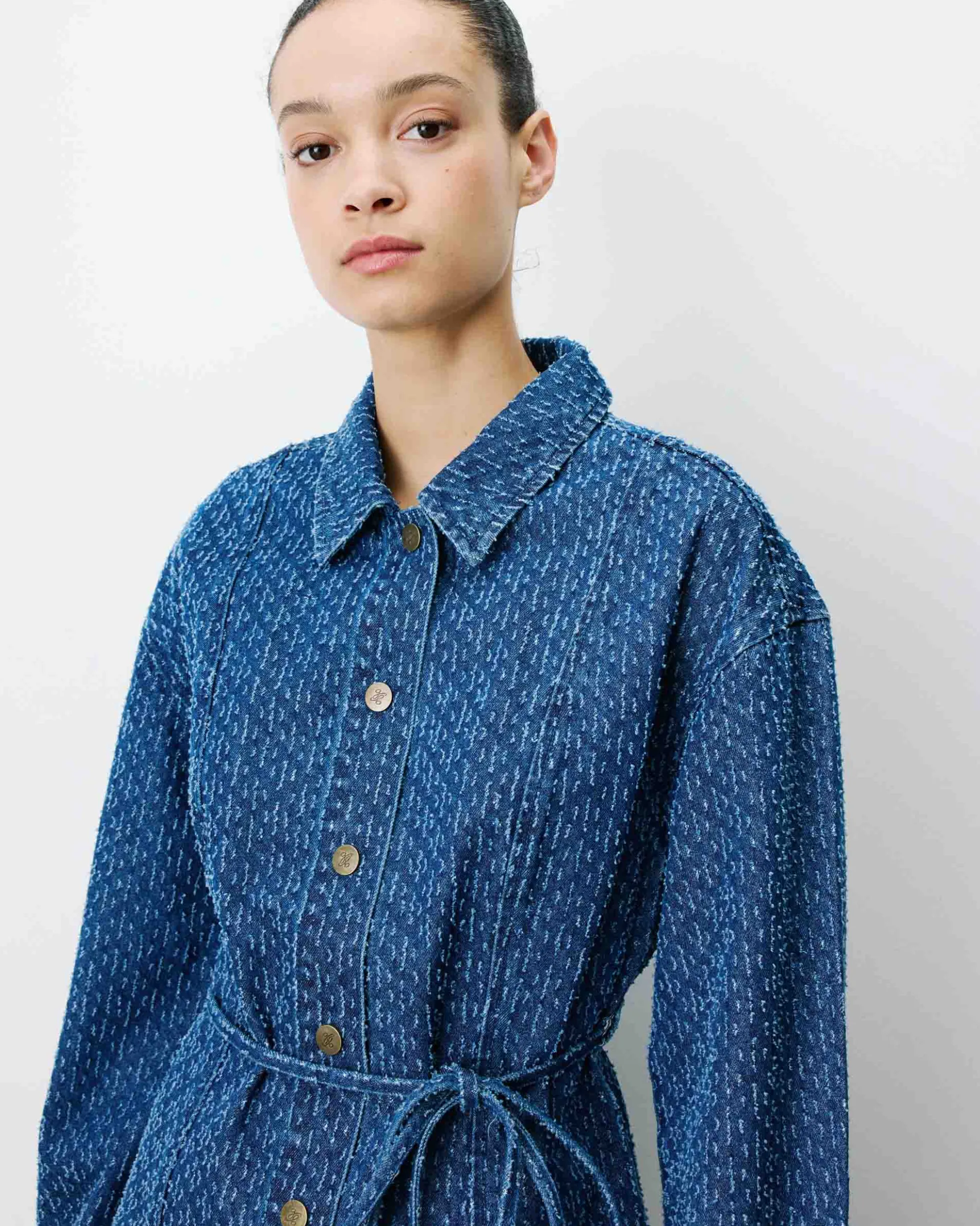 Robe chemise courte en denim à motif mediumblue Alizee