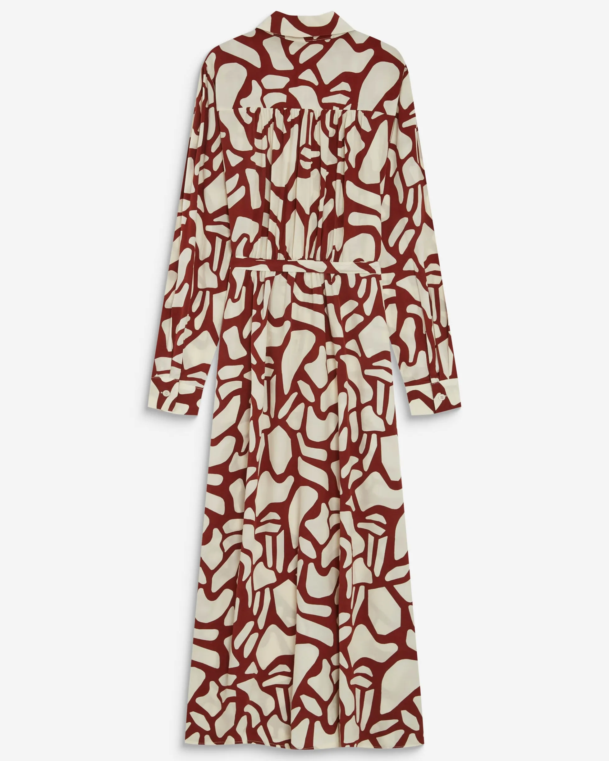 Robe chemise longue ceinturée à motif terracotta Aveline