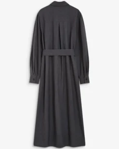 Robe chemise longue cintrée à la taille anthracite Arella