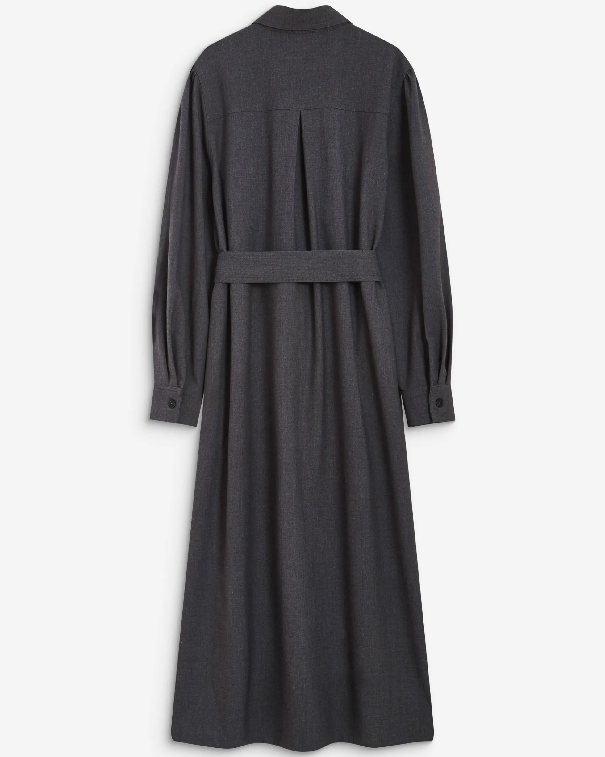 Robe chemise longue cintrée à la taille anthracite Arella