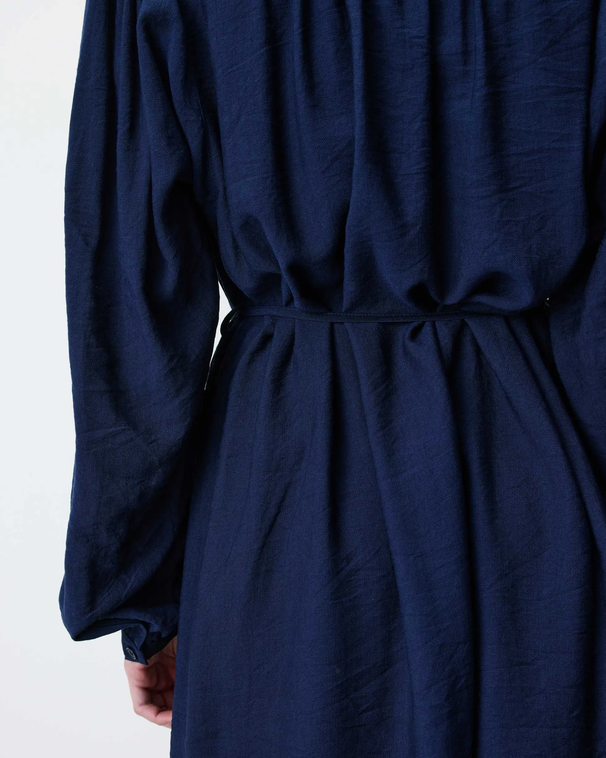 Robe courte col V manches bouffantes marine Alienor