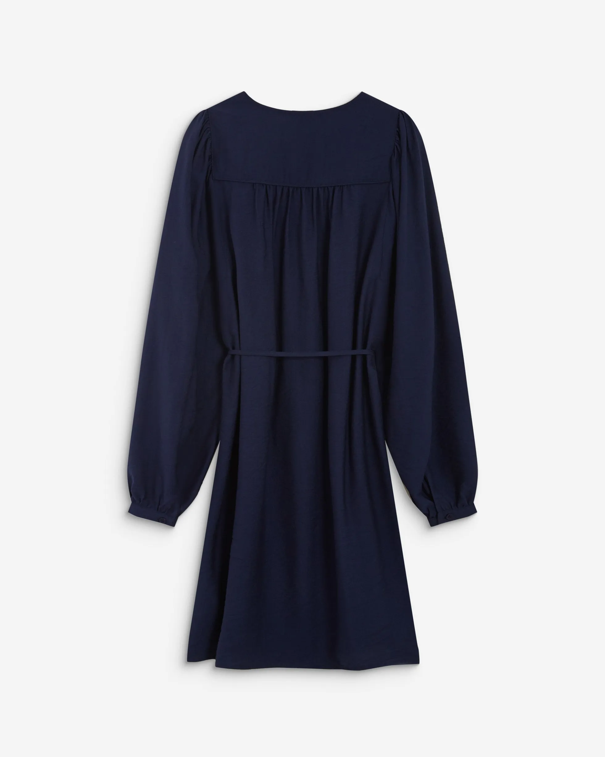 Robe courte col V manches bouffantes marine Alienor